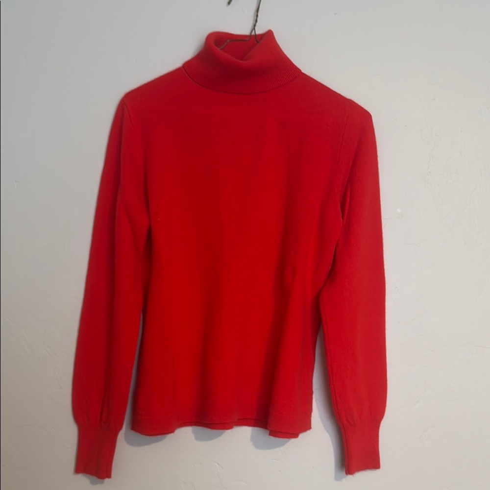 Red Cowl Turtleneck Sweater with Long Sleeves